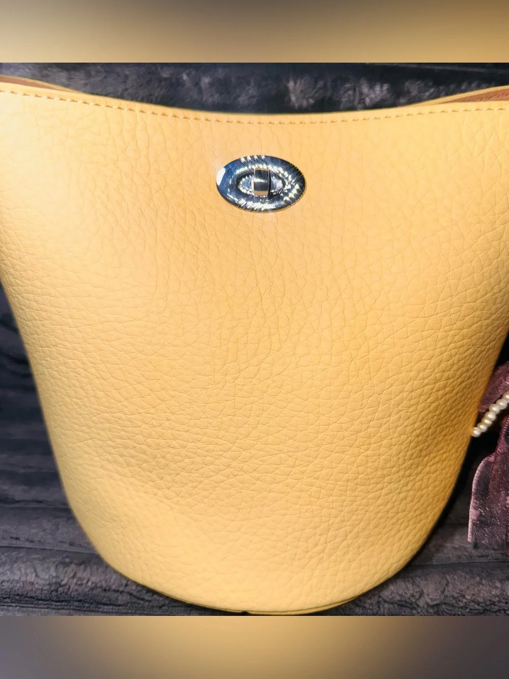 Purse!! Bucket Bag w/ Brown braided top handle-long strap & sm bag inside- NEW
